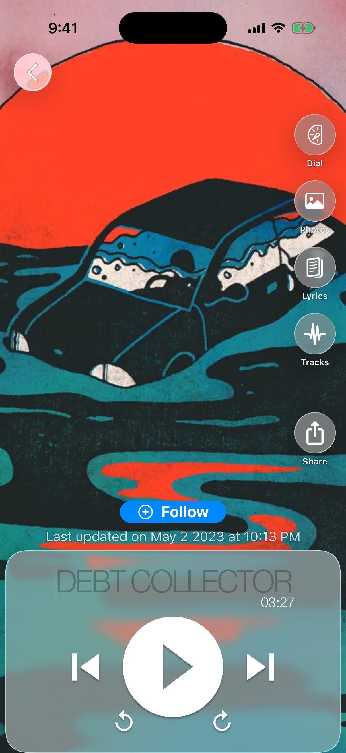 Mothé's song Debt Collector in MX, with its artwork and the player